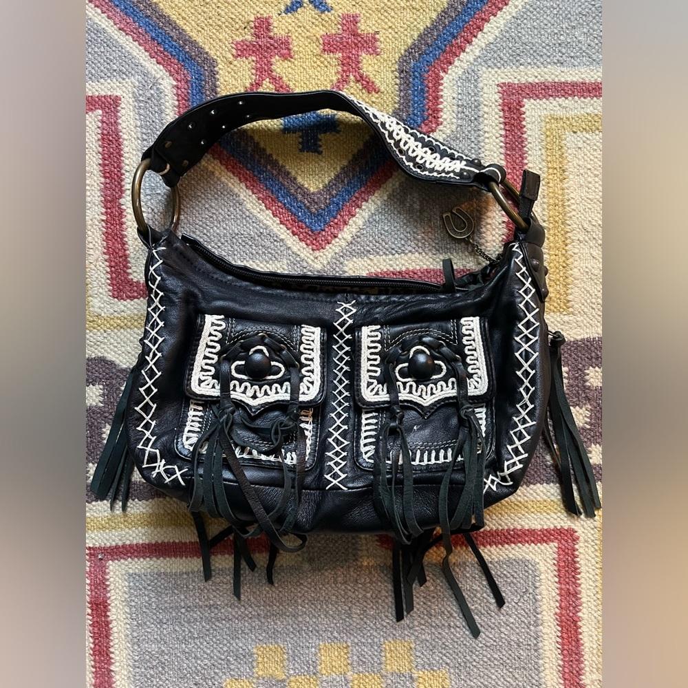 Betsey Johnson Leather Shoulder Bag with Fringe